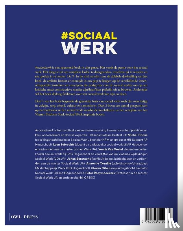 Tirions, Michel, Raeymaeckers, Peter, Van Gestel, Veerle, Sebrechts, Leen, Cornille, Annemie, Boxstaens, Johan - #sociaalwerk