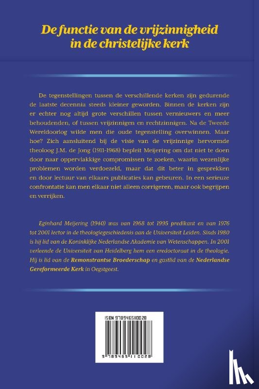 Meijering, Eginhard - De functie van de vrijzinnigheid in de christelijke kerk