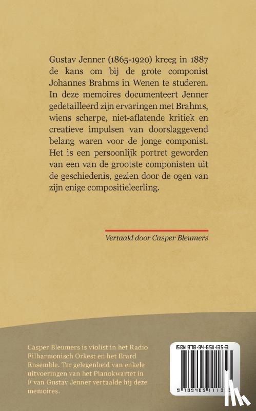 Jenner, Gustav - Johannes Brahms als mens, leraar en kunstenaar
