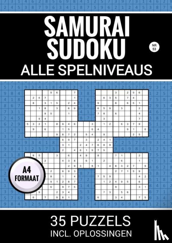 Puzzelboeken, Sudoku - Samurai Sudoku - Alle Spelniveaus - 35 Puzzels Incl. Oplossingen - Nr. 53