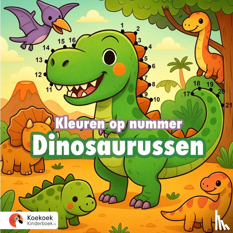 Kinderboek, Koekoek - Kleuren op nummer: Dinosaurussen