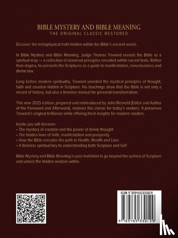 Troward, Thomas, Rietveld, John - BIBLE MYSTERY AND BIBLE MEANING