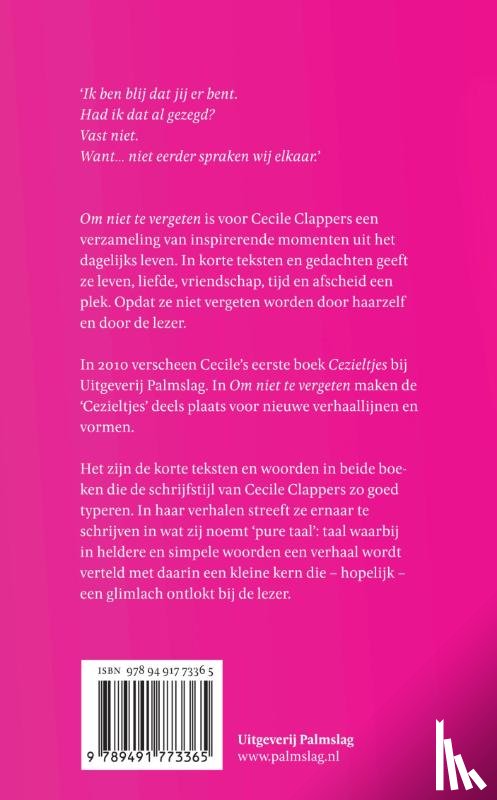 Clappers, Cecile - Om niet te vergeten