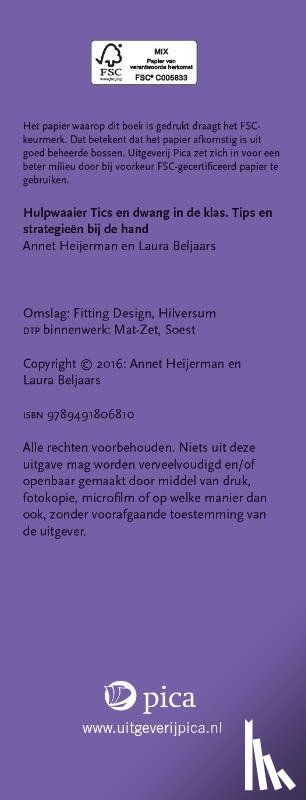 Beljaars, Laura, Heijerman, Annet - Tics en dwang in de klas
