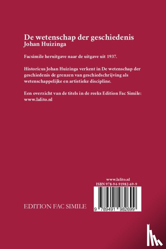 Huizinga, Johan - De wetenschap der geschiedenis