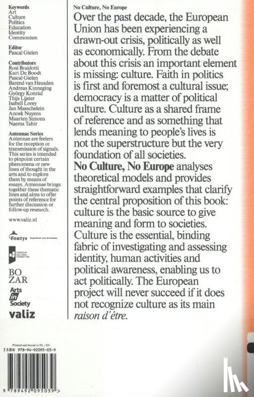 Braidotti, Rosi, Boodt, Kurt de, Heusden, Barend van, Kinneging, Andreas - No culture, no Europe