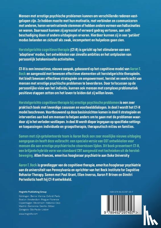 Beck, Aaron T., Grant, Paul, Inverso, Ellen, Brinen, Aaron P. - Herstelgerichte cognitieve therapie bij ernstige psychische problemen