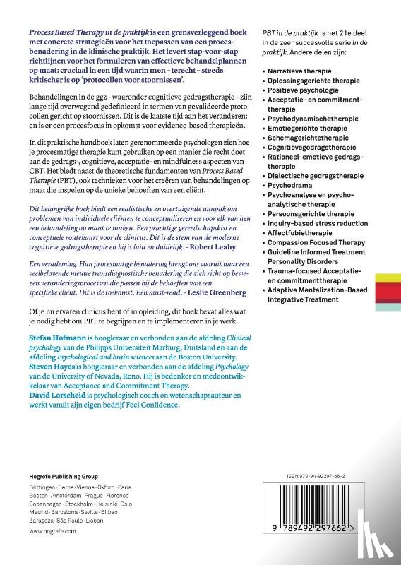 Hofmann, Stefan, Hayes, Steven, Lorscheid, David - Process-Based Therapy in de praktijk