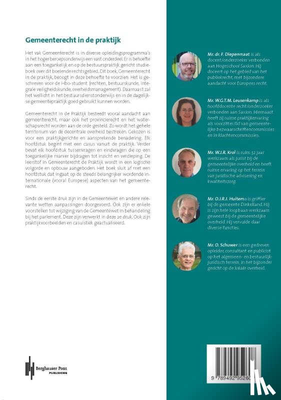Diepenmaat, Frank, Huitema, Rob, Krol, Wim, Leusenkamp, Irma, Schuwer, Olaf - Gemeenterecht in de Praktijk