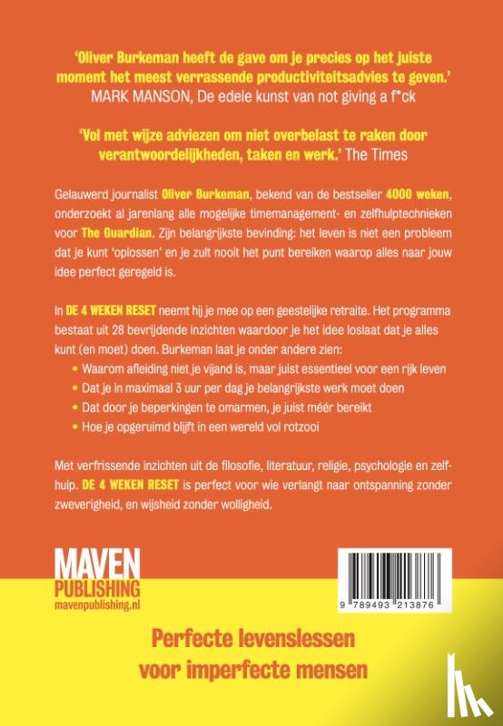 Burkeman, Oliver - De 4 weken reset
