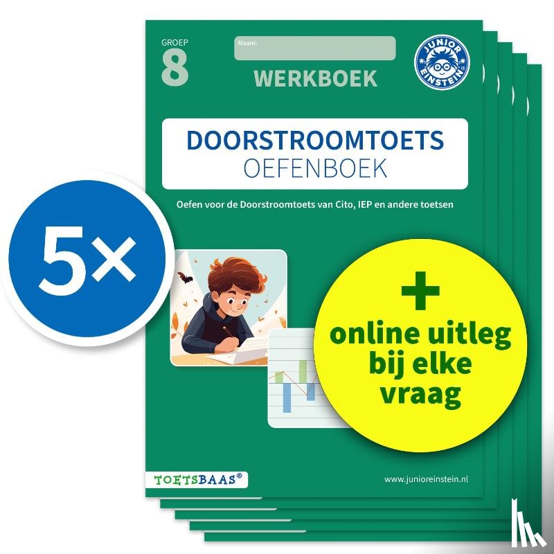  - Doorstroomtoets Oefenboek – Werkboek + Online video-uitleg (set van 5)