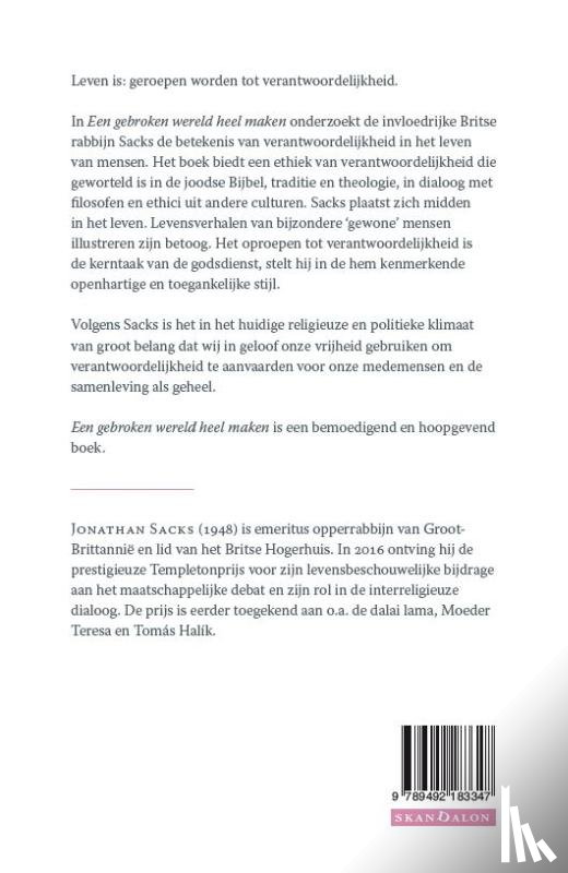 Sacks, Jonathan - 2-pak De kracht van de Tora + Een gebroken wereld heel maken