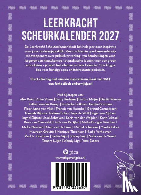 Pica, Uitgeverij - Leerkracht scheurkalender 2027
