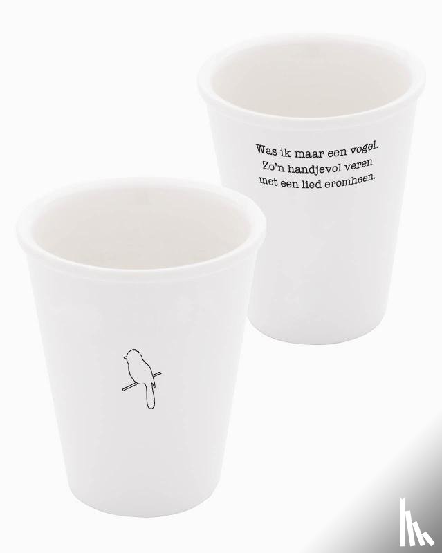 Kruit, Johanna - Porseleinen beker 'Was ik maar een vogel' (set van 2)