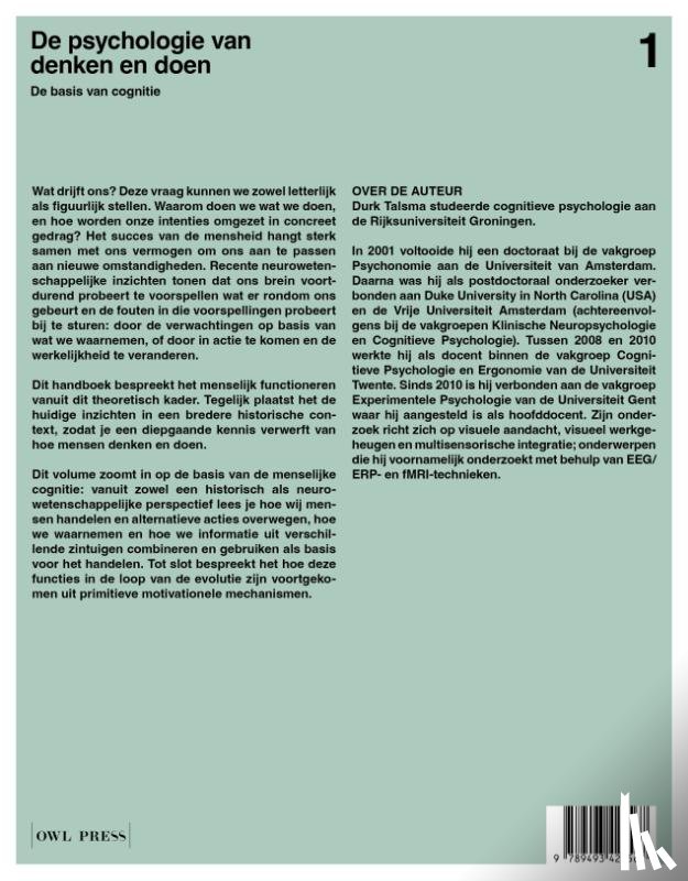 Talsma, Durk - De psychologie van denken en doen 1 - de basis van cognitie