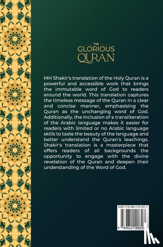 Shakir, Muhammad H. - The Glorious Quran- Translation and Transliteration