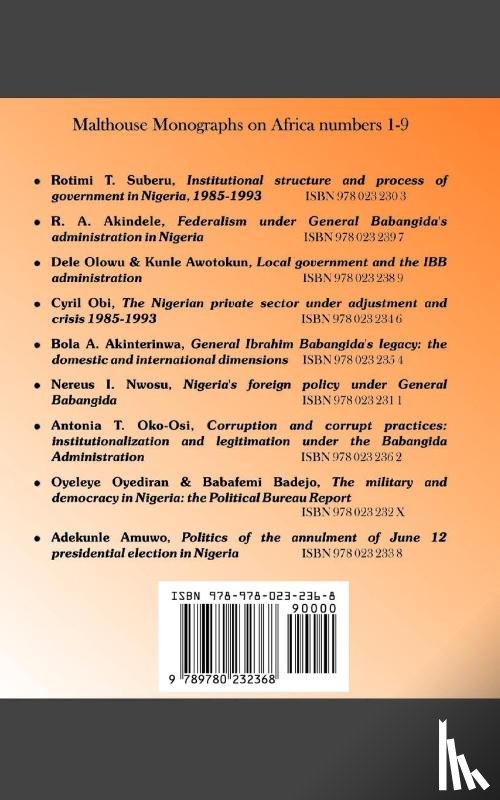  - Malthouse Monographs on Africa. 7-9