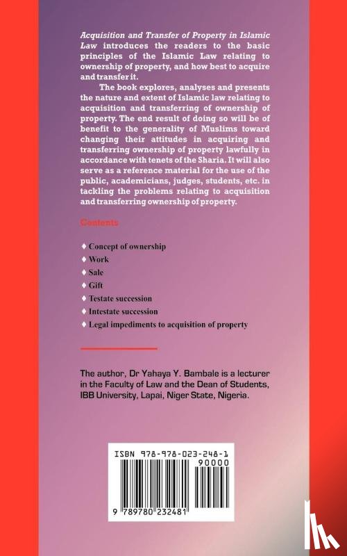 Bambale, Yahaya Yunusa - Acquisition and Transfer of Property in Islamic Law