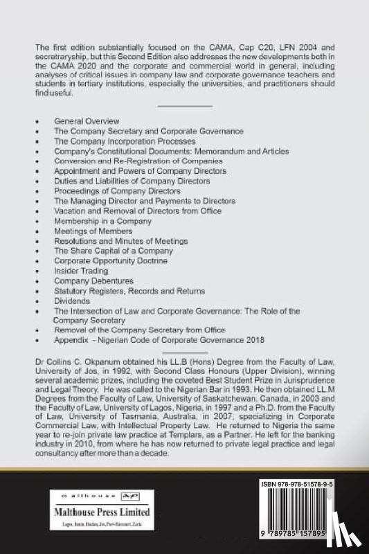 Okpanum, Collins C. - Company Secretary Company Law Corporate Governance in Nigeria