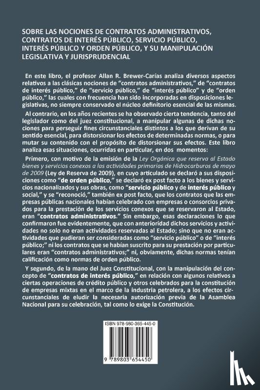 Brewer-Carias, Allan R - Sobre Las Nociones de Contratos Administrativos, Contratos de Interes Publico, Servicio Publico, Interes Publico Y Orden Publico, Y Su Manipulacion Legislativa Y Jurisprudencial