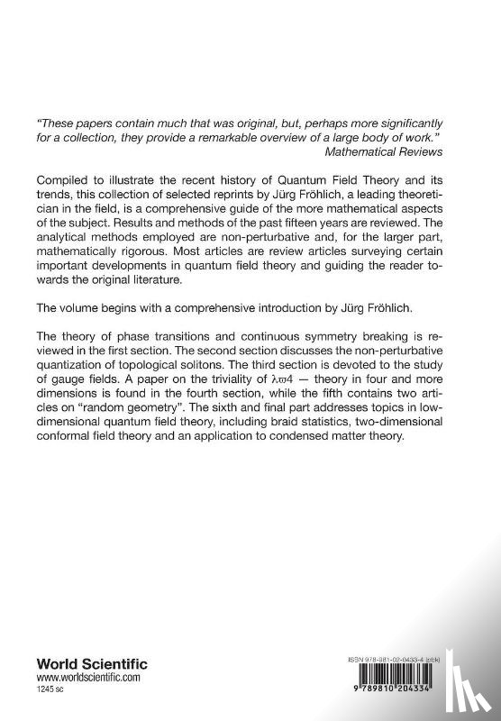 Frohlich, Jurg - Non-perturbative Quantum Field Theory: Mathematical Aspects And Applications