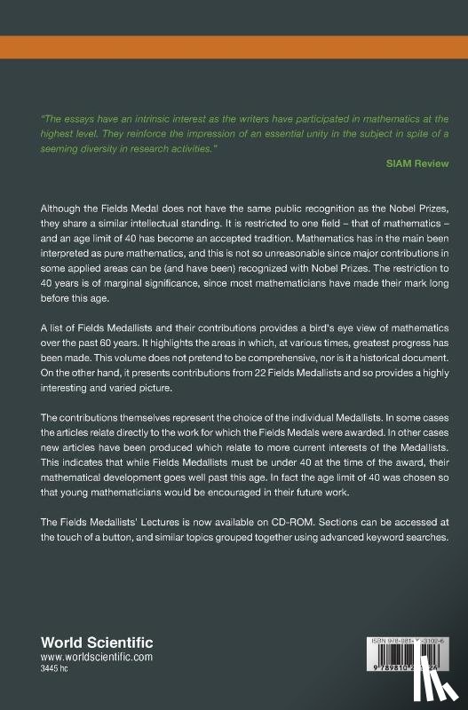 Atiyah, Michael (Univ Of Edinburgh, Iagolnitzer, Daniel (Cea-saclay - Fields Medallists' Lectures