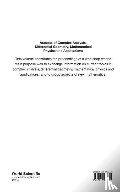 Stancho (Bulgarian Acad Of Sciences, Bulgaria) Dimiev, Kouei (Niigata Univ, Japan) Sekigawa - Aspects Of Complex Analysis, Differential Geometry, Mathematical Physics And Applications - Proceedings Of The Fourth International Workshop On Complex Structures And Vector Fields