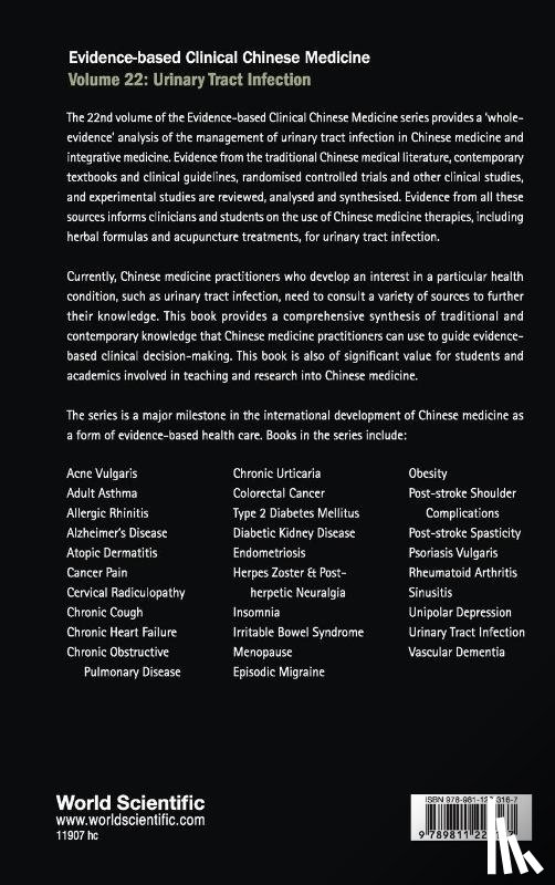 Coyle, Meaghan (Rmit Univ, Qin, Xindong (Guangdong Provincial Hospital Of Chinese Medicine - Evidence-based Clinical Chinese Medicine - Volume 22: Urinary Tract Infection