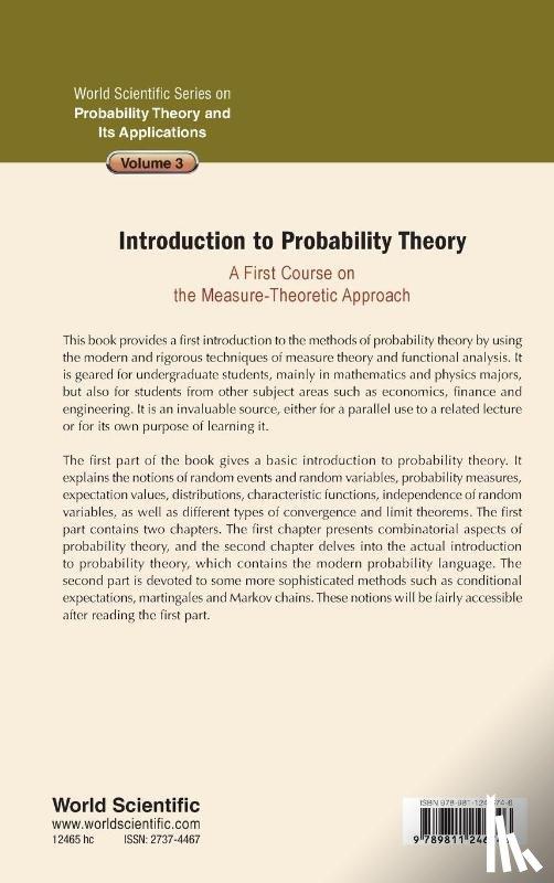 Moshayedi, Nima (Univ Of California - Introduction To Probability Theory: A First Course On The Measure-theoretic Approach