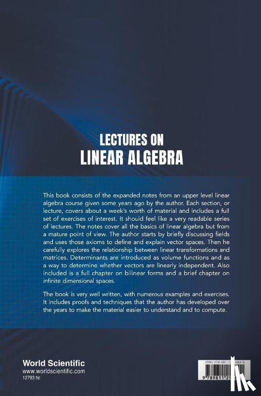 Passman, Donald S (Univ Of Wisconsin-madison - Lectures On Linear Algebra