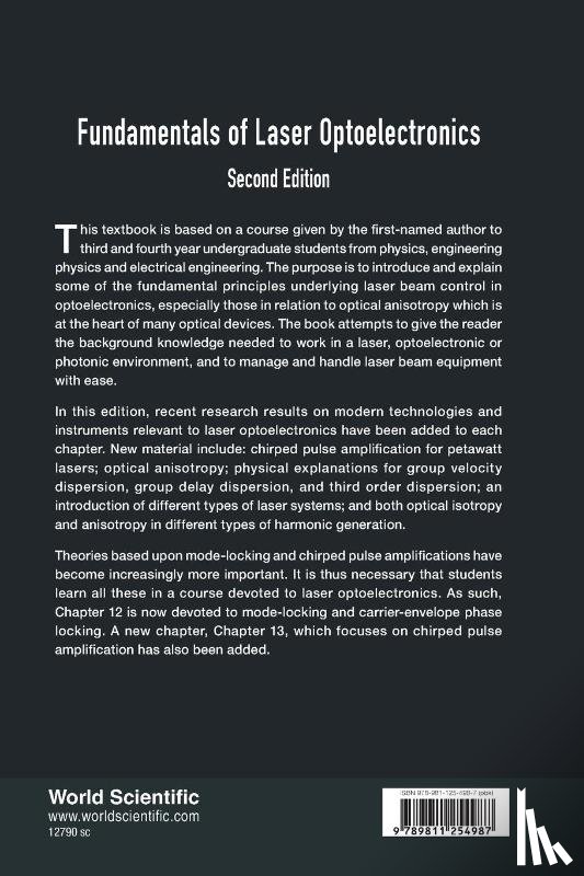 Chin, See Leang (Univ Laval, Xu, Huailiang (Jilin Univ, Yuan, Shuai (Univ Of Shanghai For Science And Technology - Fundamentals Of Laser Optoelectronics