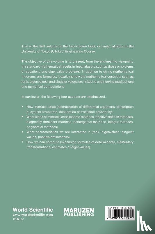 Murota, Kazuo (The Institute Of Statistical Mathematics, Sugihara, Masaaki (The University Of Tokyo - Linear Algebra I: Basic Concepts