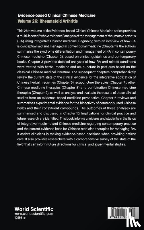 May, Brian H (Rmit Univ, Xia, Xuan (Guangdong Provincial Hospital Of Chinese Medicine - Evidence-based Clinical Chinese Medicine - Volume 26: Rheumatoid Arthritis