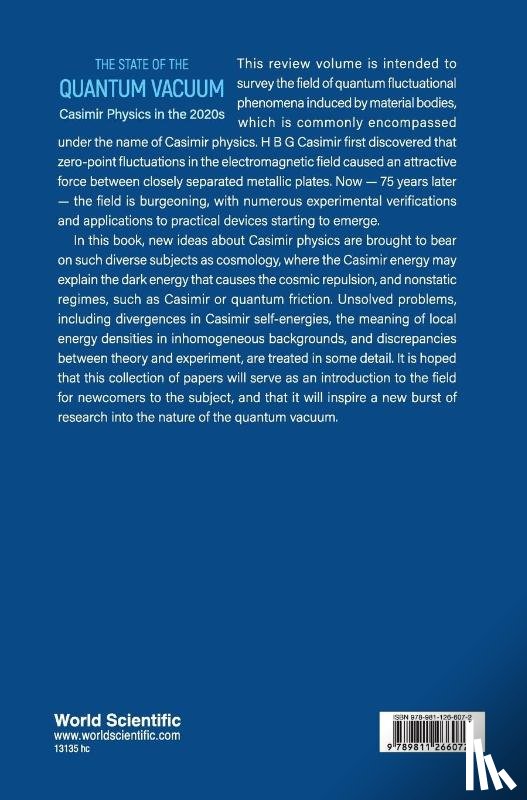 Milton, Kimball A (Univ Of Oklahoma - State Of The Quantum Vacuum, The: Casimir Physics In The 2020's