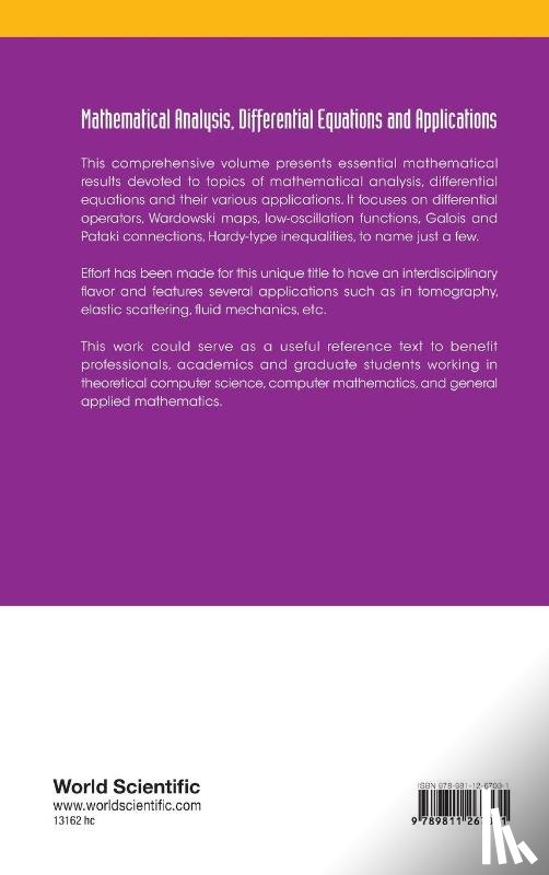 Themistocles M Rassias, Panos M Pardalos - MATHEMATICAL ANALYSIS, DIFFERENTIAL EQUATIONS & APPLICATIONS