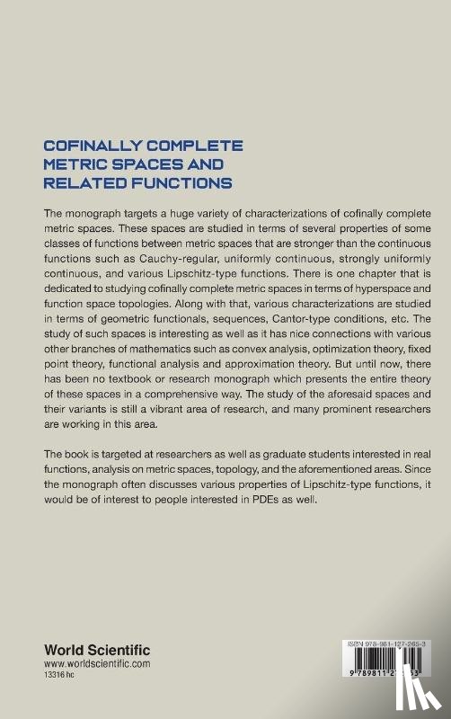 Kundu, Subiman (Indian Institute Of Technology Delhi, Aggarwal, Manisha (National Institute Of Technology Kamatak Surathkal, Gupta, Lipsy (University Of Missouri Columbia - Cofinally Complete Metric Spaces And Related Functions