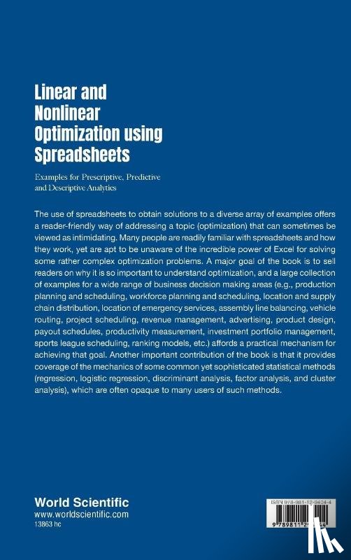 Brusco, Michael J (Florida State Univeristy, Stahl, Stephanie (-) - Linear And Nonlinear Optimization Using Spreadsheets: Examples For Prescriptive, Predictive And Descriptive Analytics