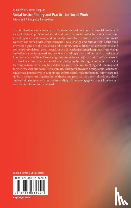 Watts, Lynelle, Hodgson, David - Social Justice Theory and Practice for Social Work