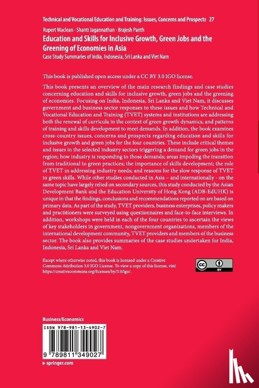 Maclean, Rupert, Jagannathan, Shanti, Panth, Brajesh - Education and Skills for Inclusive Growth, Green Jobs and the Greening of Economies in Asia