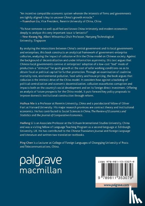 Nie, Huihua - Collusion, Local Governments and Development in China