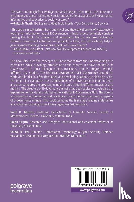 Muttoo, Sunil K., Gupta, Rajan, Pal, Saibal K. - E-Governance in India