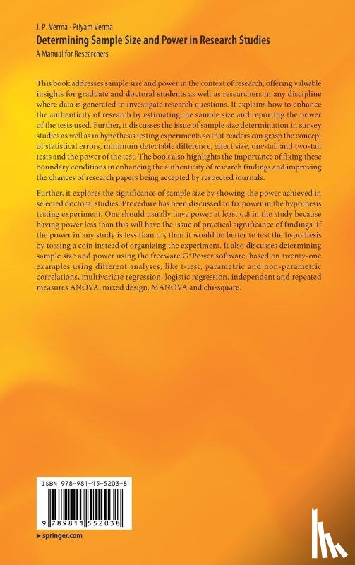 Verma, J. P., Verma, Priyam - Determining Sample Size and Power in Research Studies