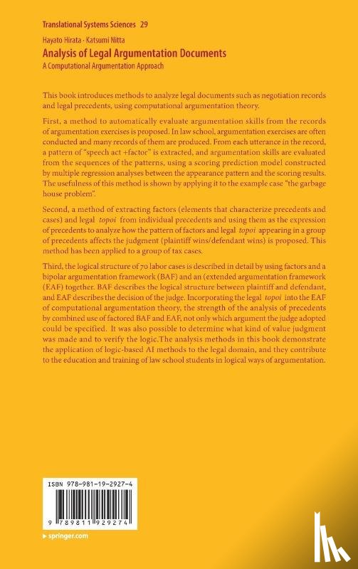 Hirata, Hayato, Nitta, Katsumi - Analysis of Legal Argumentation Documents