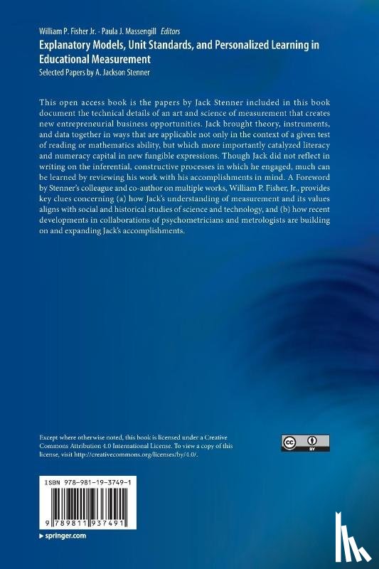  - Explanatory Models, Unit Standards, and Personalized Learning in Educational Measurement