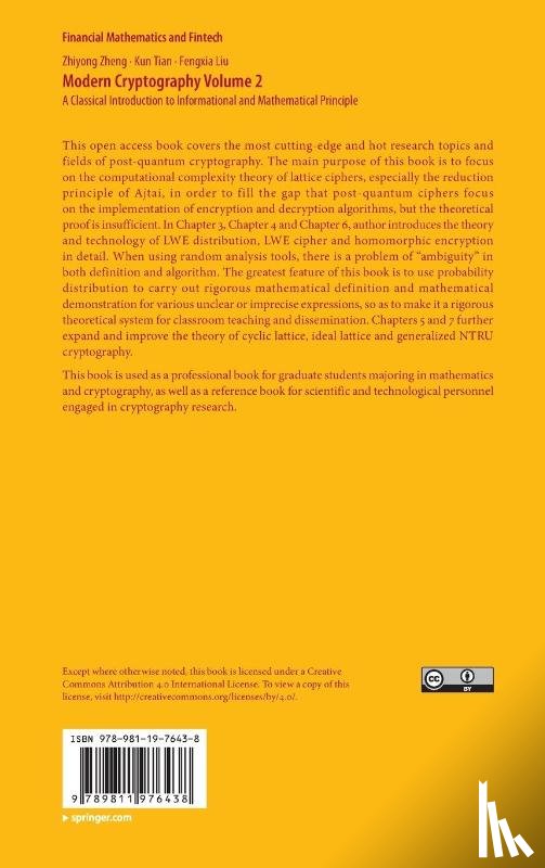 Zheng, Zhiyong, Tian, Kun, Liu, Fengxia - Modern Cryptography Volume 2
