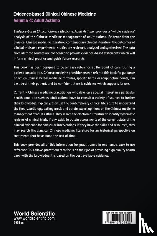 Shergis, Johannah (Rmit Univ, Wu, Lei (Guangdong Provincial Hospital Of Chinese Medicine - Evidence-based Clinical Chinese Medicine - Volume 4: Adult Asthma