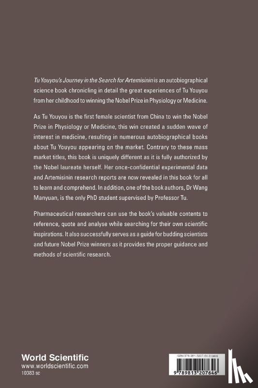 Zhang, Wenhu (Chemical Industry Press, Shao, Yiran (Chemical Industry Press, Li, Dan (Beijing Television Station, Wang, Manyuan (Capital Medical Univ - Tu Youyou's Journey In The Search For Artemisinin