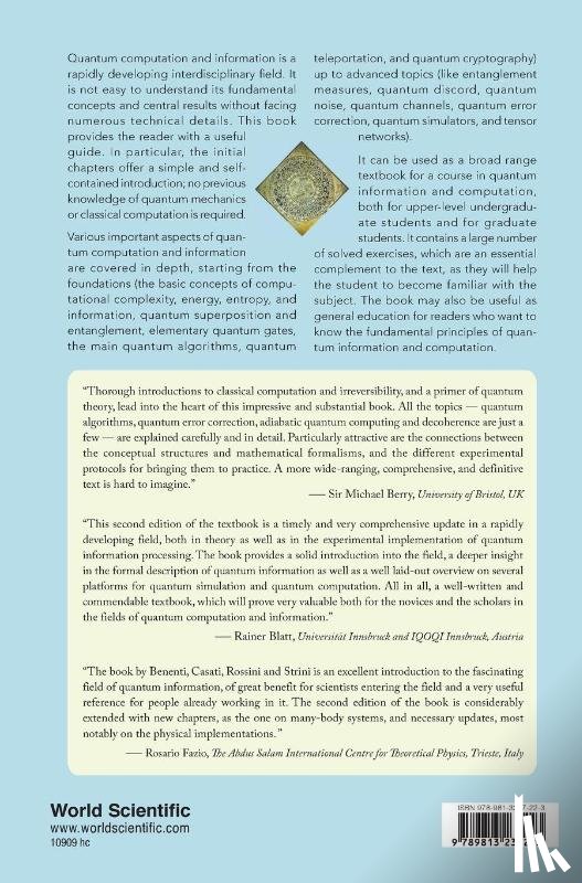 Benenti, Giuliano (Univ Degli Studi Dell' Insubria, Casati, Giulio (Univ Degli Studi Dell' Insubria, Rossini, Davide (Scuola Normale Superiore, Strini, Giuliano (Univ Di Milano - Principles Of Quantum Computation And Information: A Comprehensive Textbook