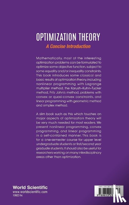 Yong, Jiongmin (Univ Of Central Florida - Optimization Theory: A Concise Introduction