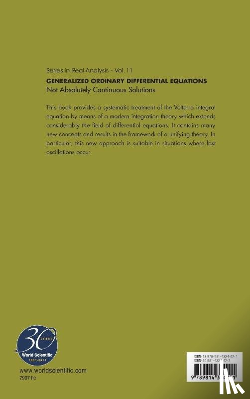Kurzweil, Jaroslav (Academy Of Sciences - Generalized Ordinary Differential Equations: Not Absolutely Continuous Solutions